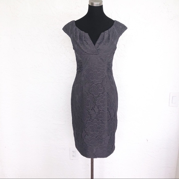 Adrianna Papell Dresses & Skirts - Adrianna Papell Gray Lace Sheath Dress Cocktail 6